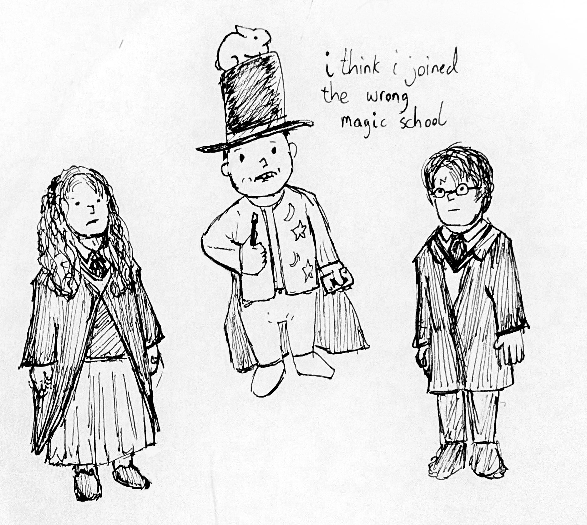 Harry, Hermoine, and Gus